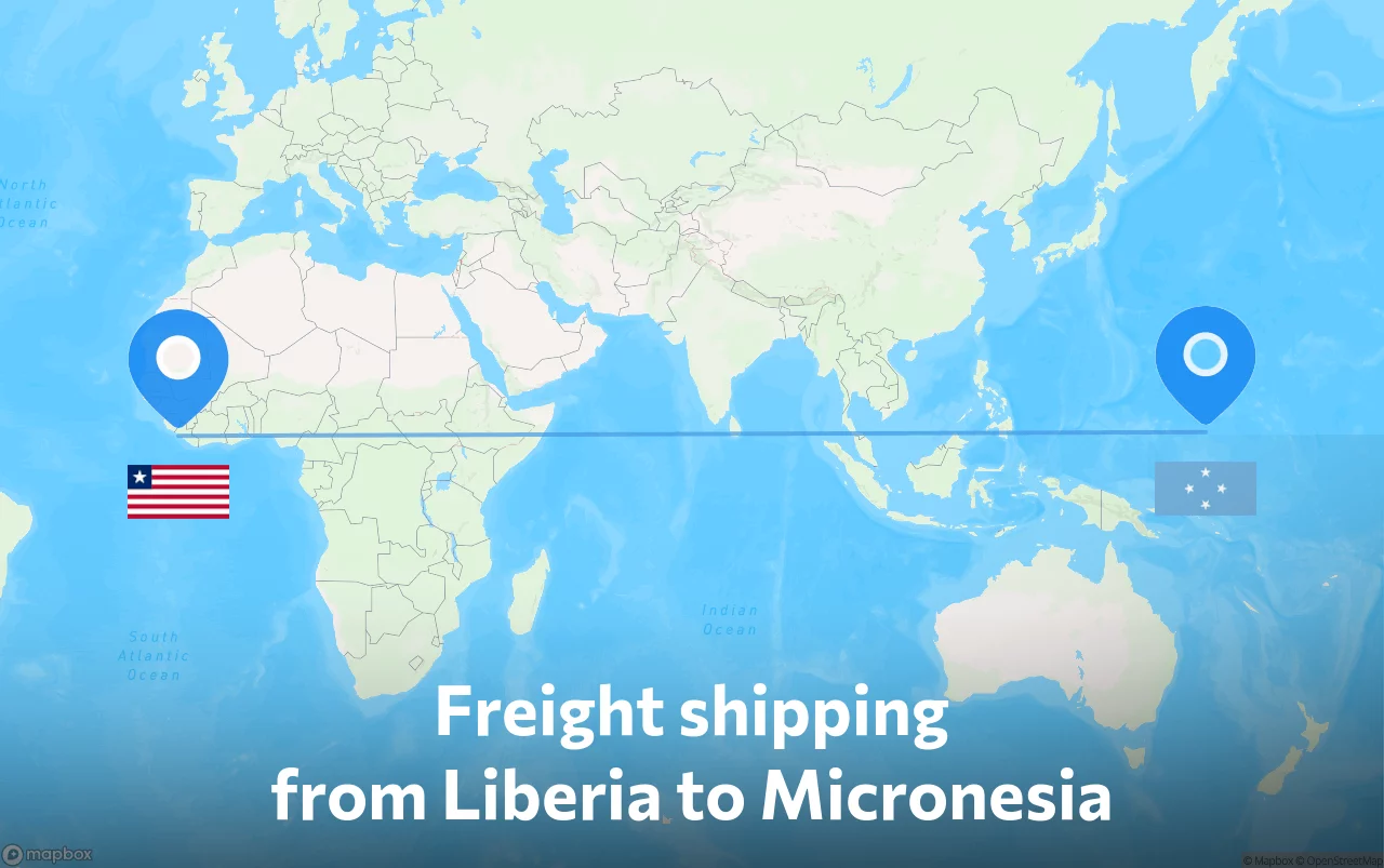 Shipping route from Liberia to Micronesia