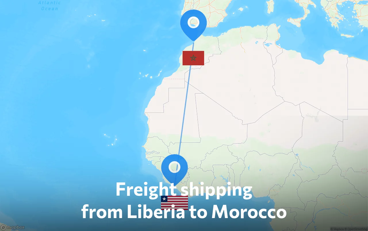 Shipping route from Liberia to Morocco