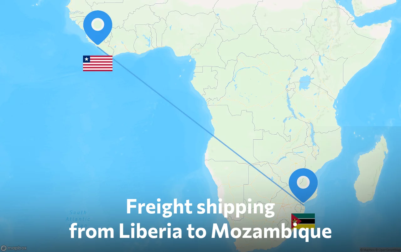Shipping route from Liberia to Mozambique