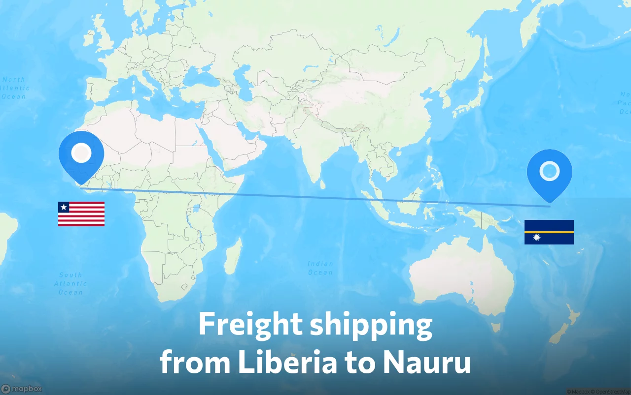 Shipping route from Liberia to Nauru