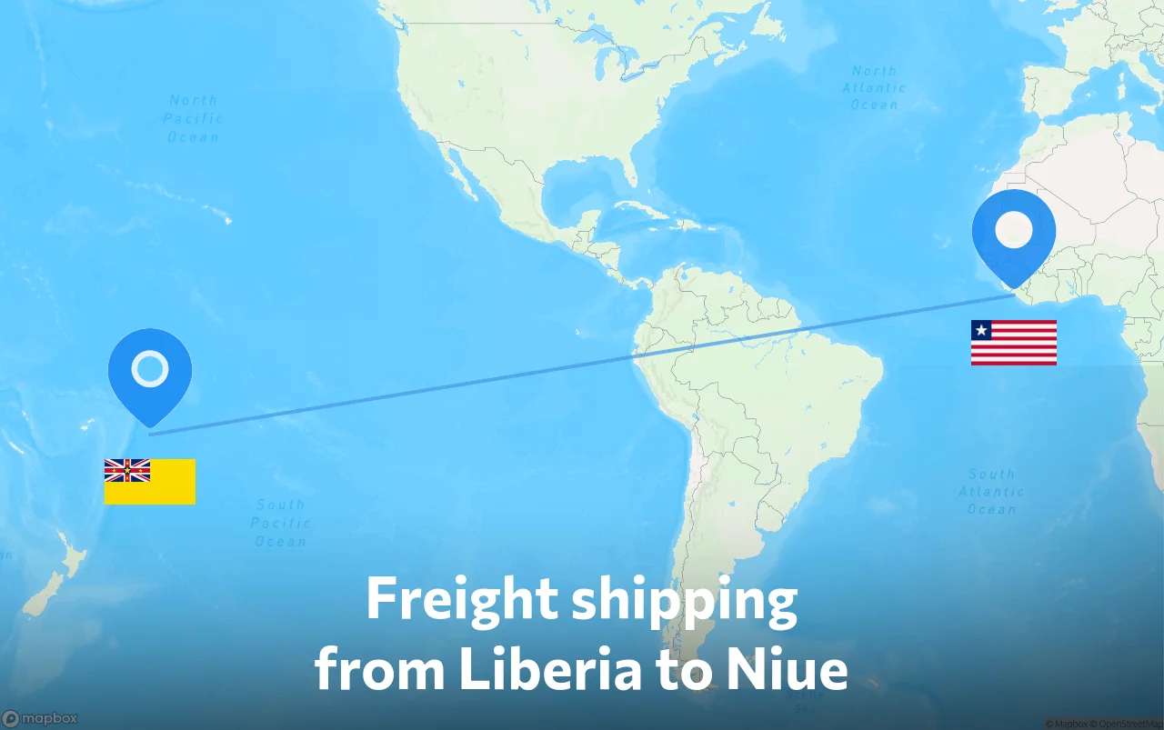 Shipping route from Liberia to Niue