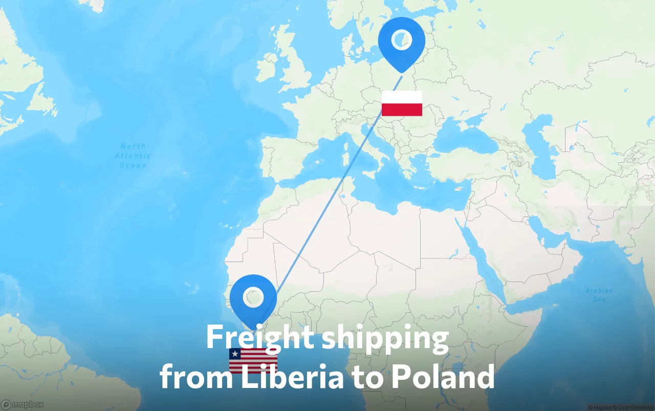 Shipping route from Liberia to Poland
