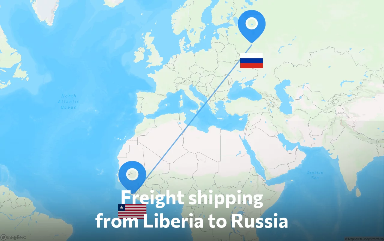 Shipping route from Liberia to Russia
