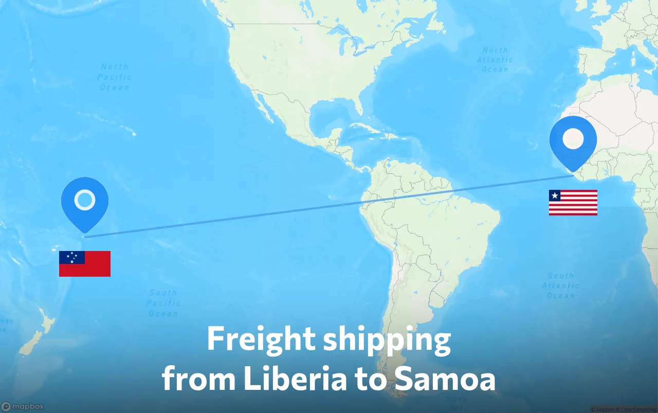 Shipping route from Liberia to Samoa