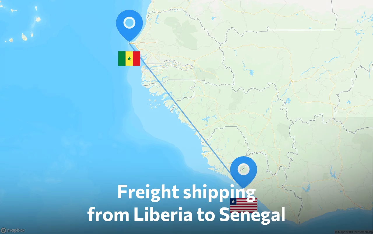 Shipping route from Liberia to Senegal