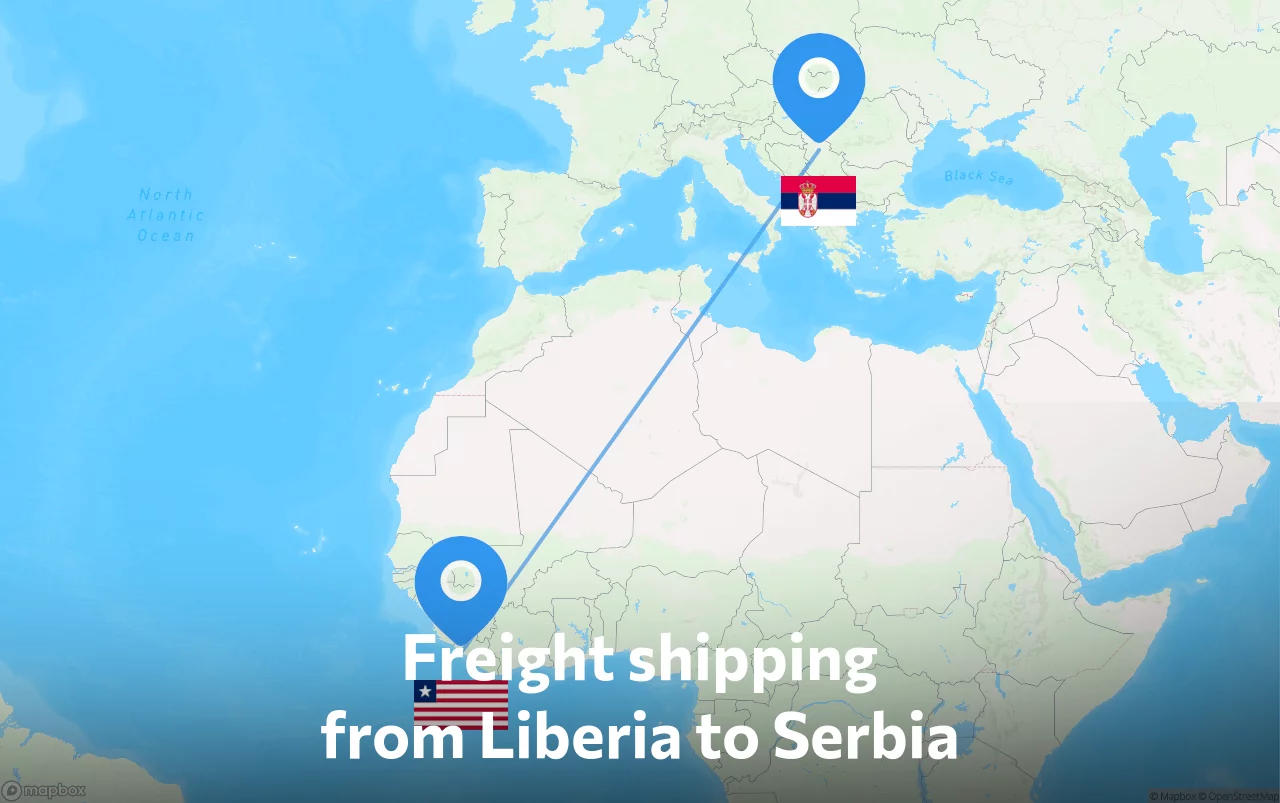 Shipping route from Liberia to Serbia