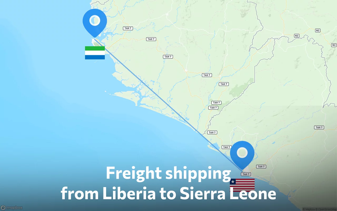Shipping route from Liberia to Sierra Leone