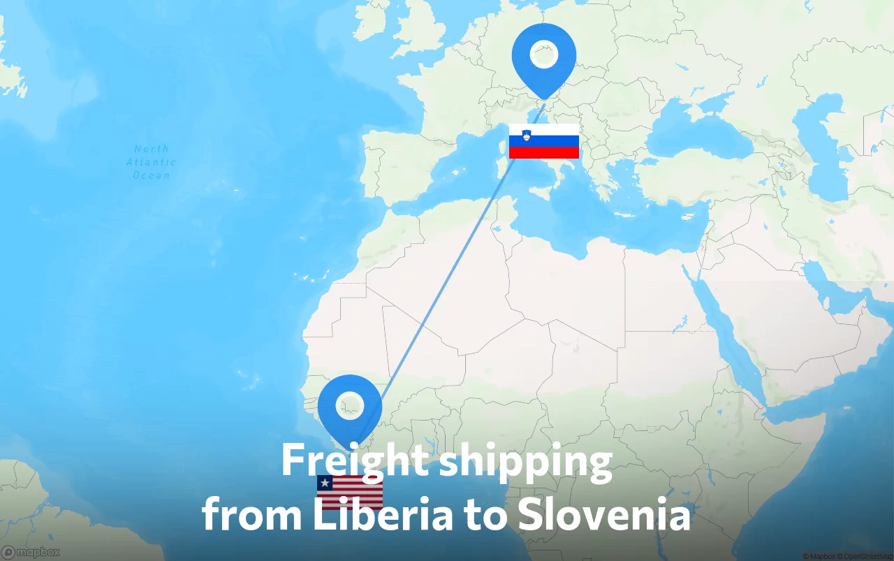Shipping route from Liberia to Slovenia