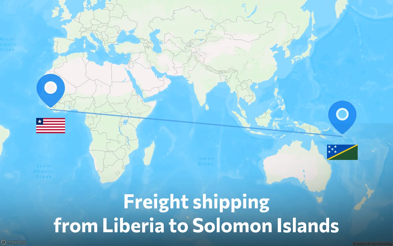 Shipping route from Liberia to Solomon Islands