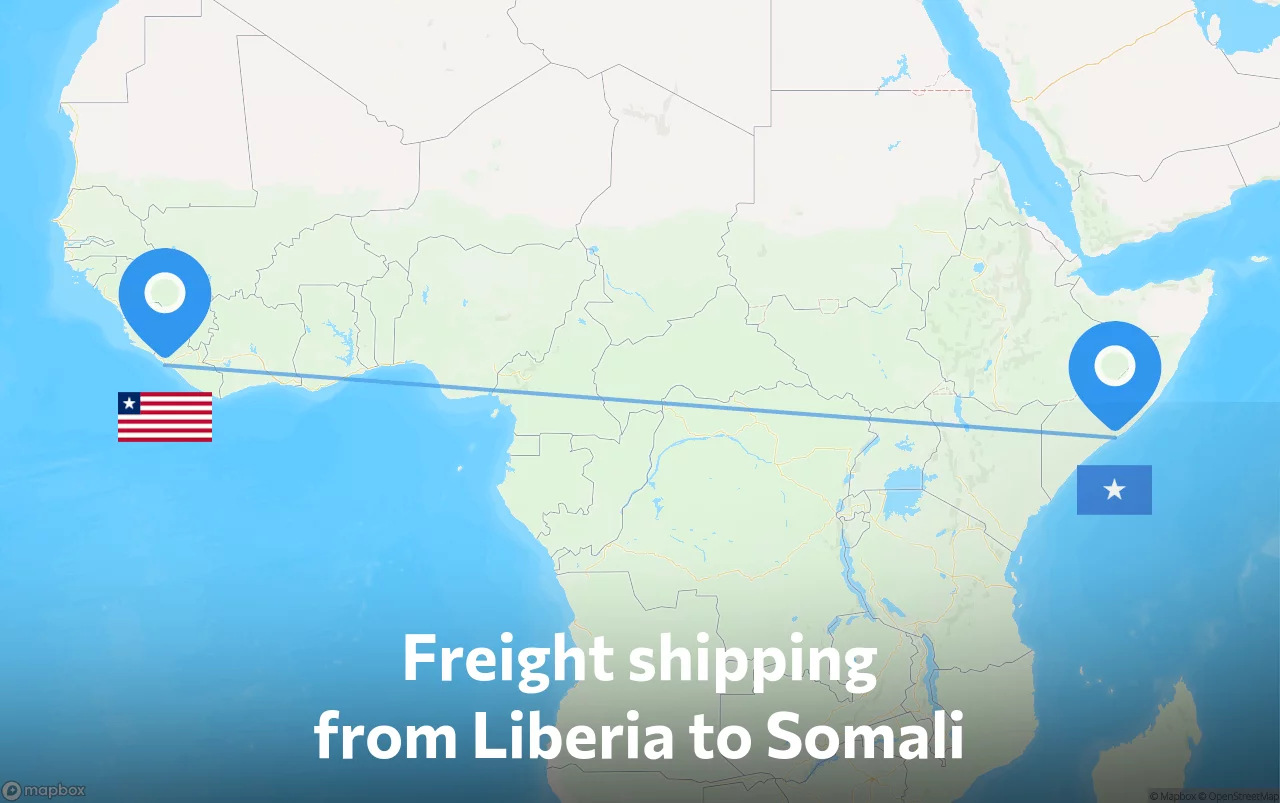 Shipping route from Liberia to Somali