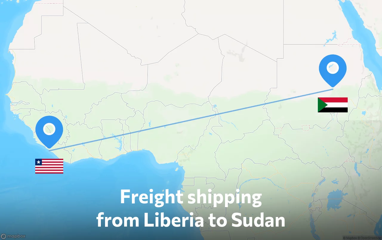 Shipping route from Liberia to Sudan