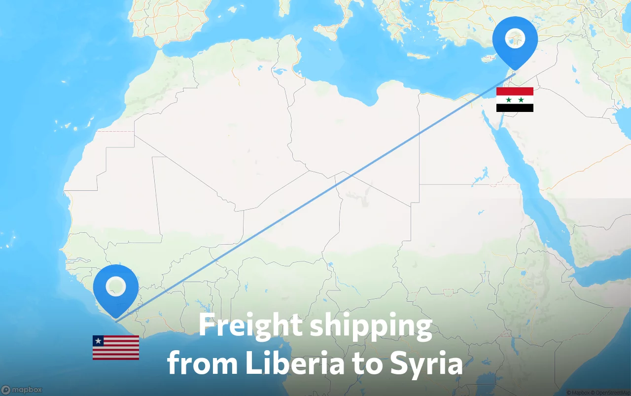 Shipping route from Liberia to Syria