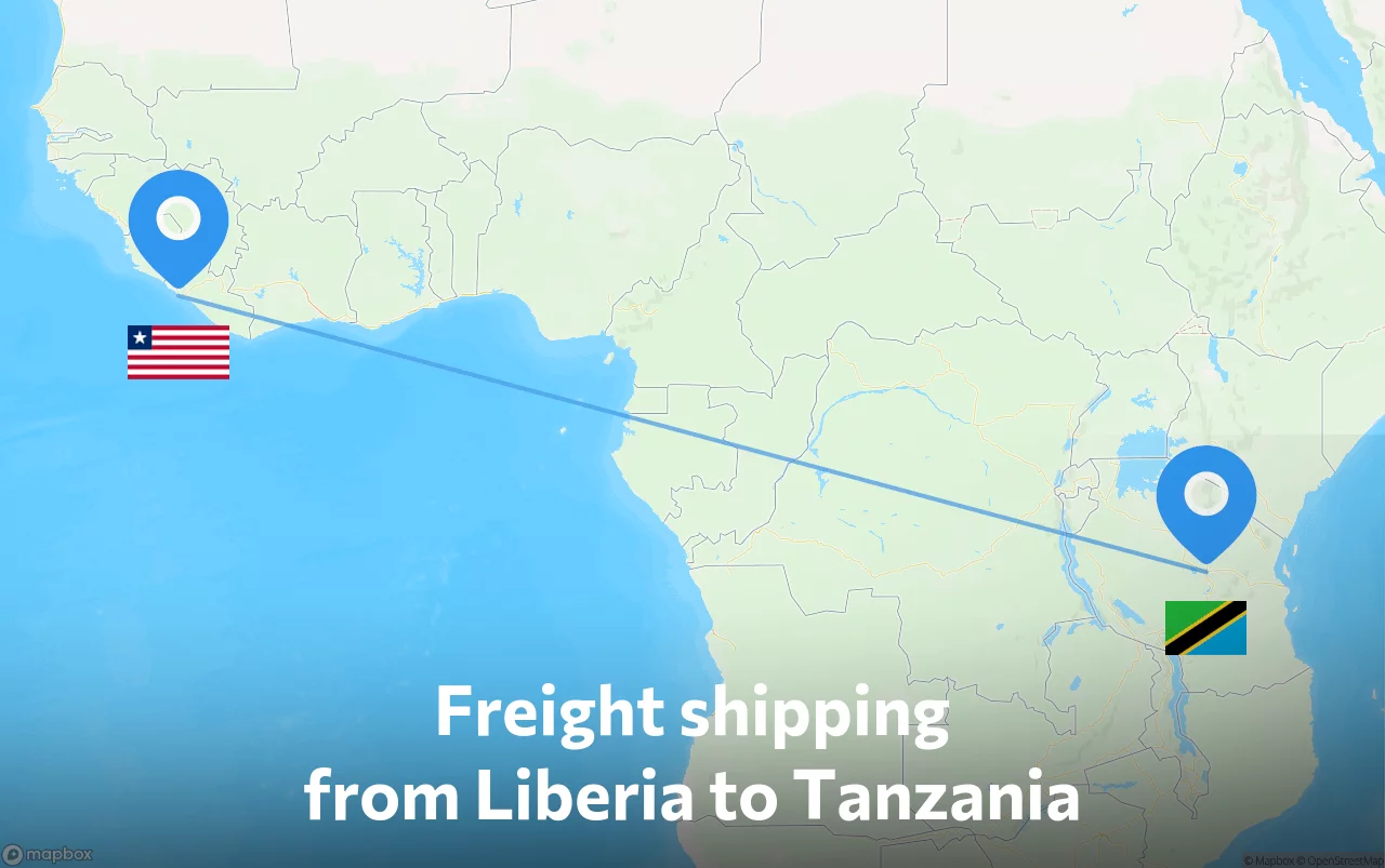 Shipping route from Liberia to Tanzania