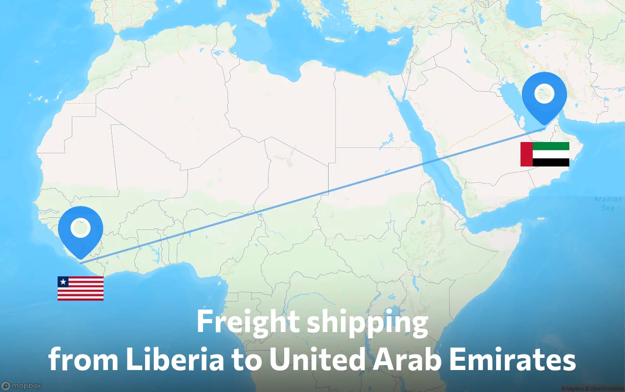 Shipping route from Liberia to United Arab Emirates
