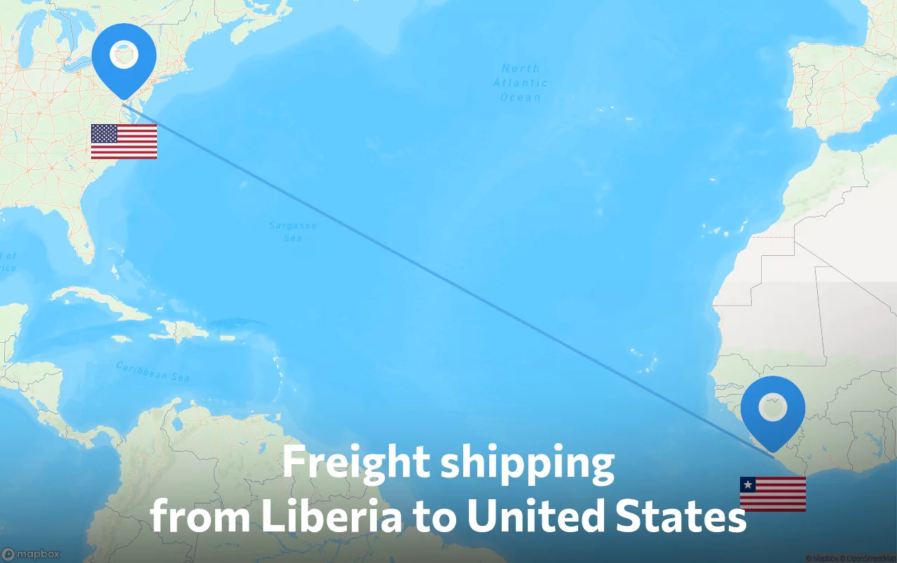 Shipping route from Liberia to United States