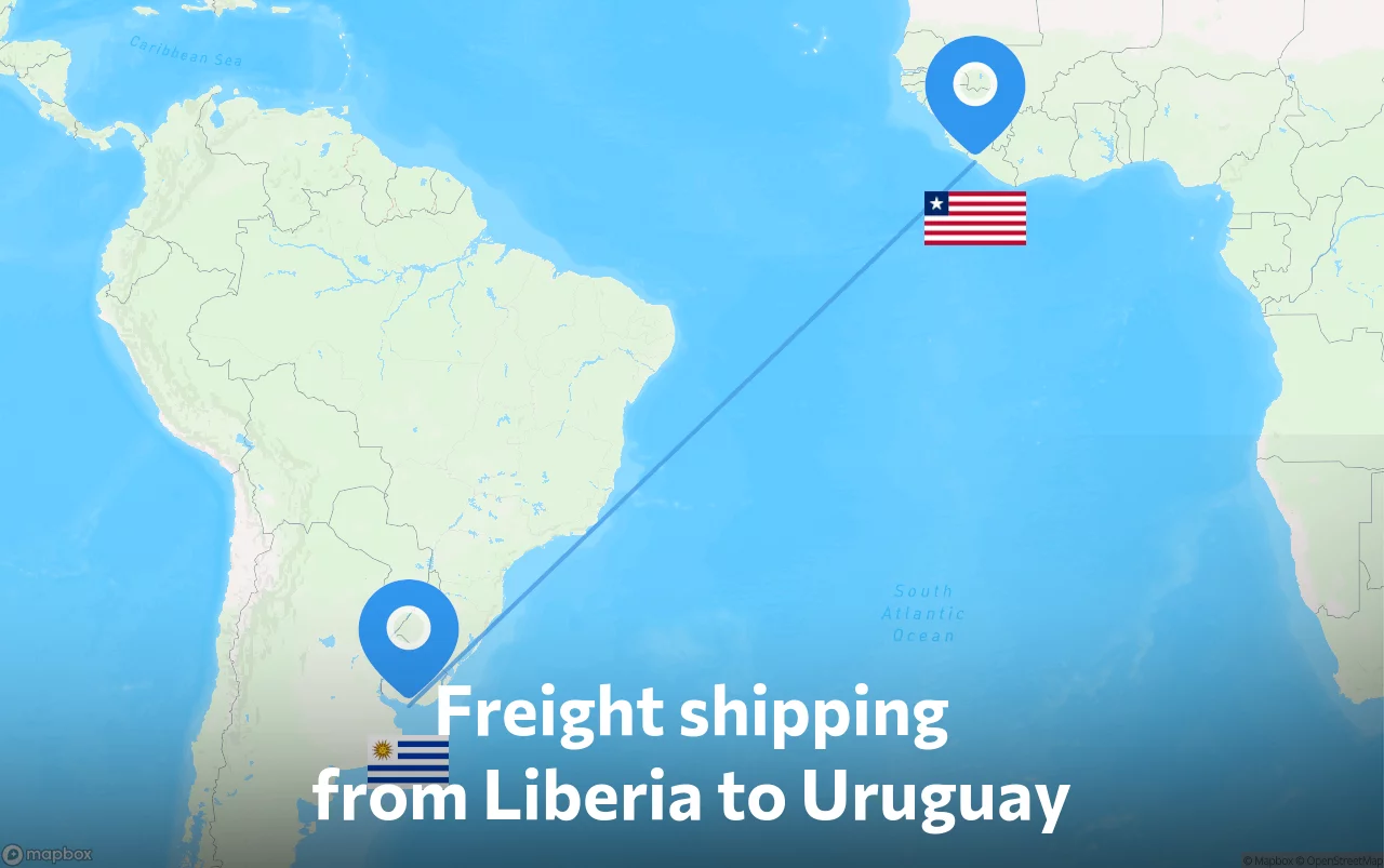Shipping route from Liberia to Uruguay