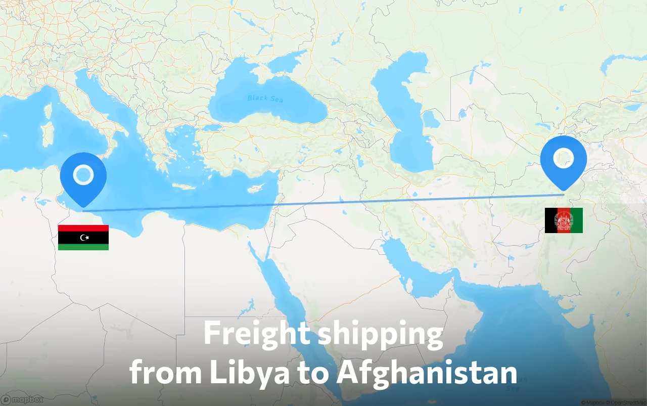 Shipping route from Libya to Afghanistan