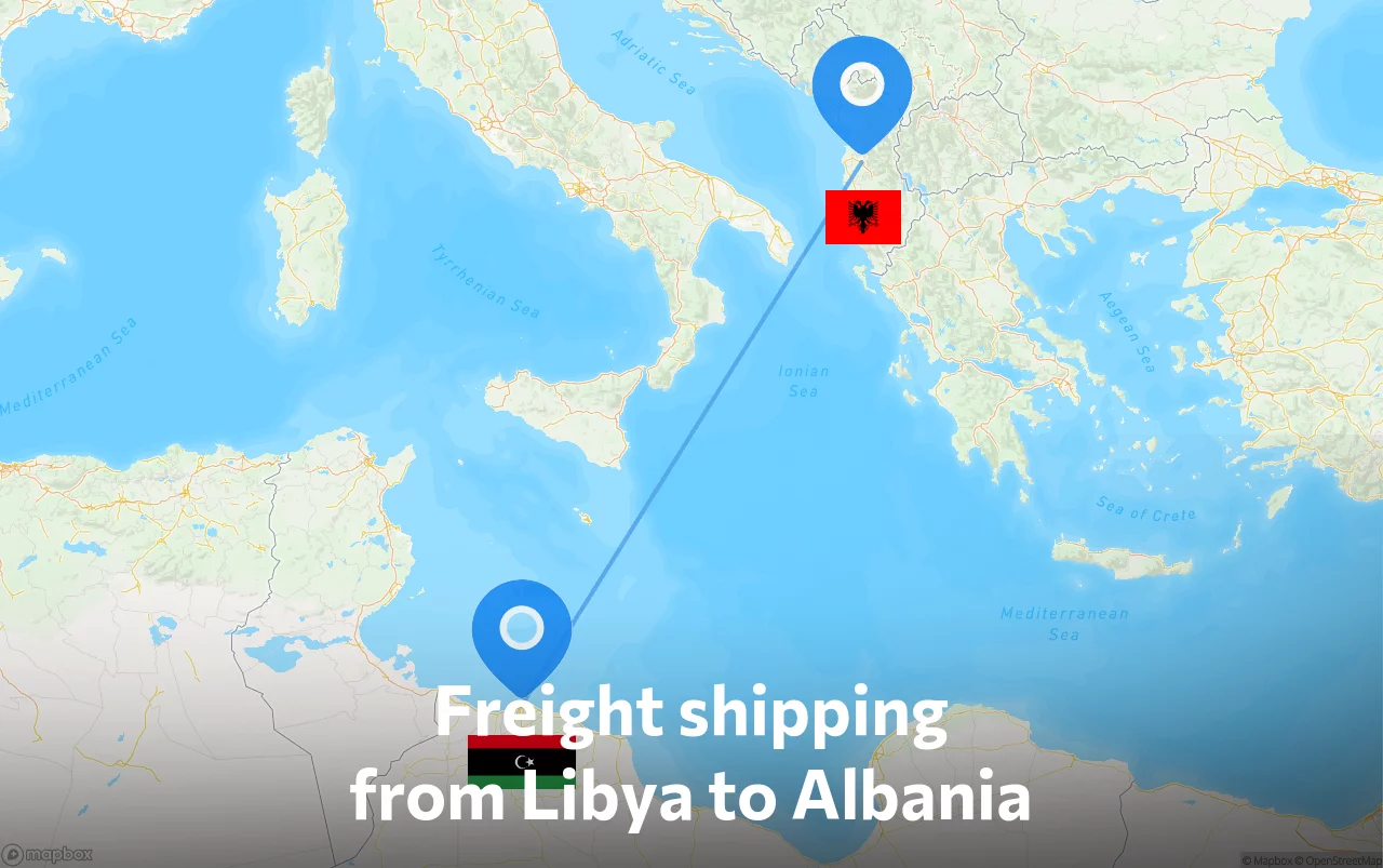 Shipping route from Libya to Albania