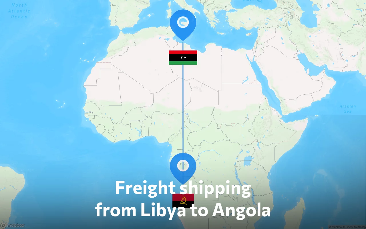 Shipping route from Libya to Angola