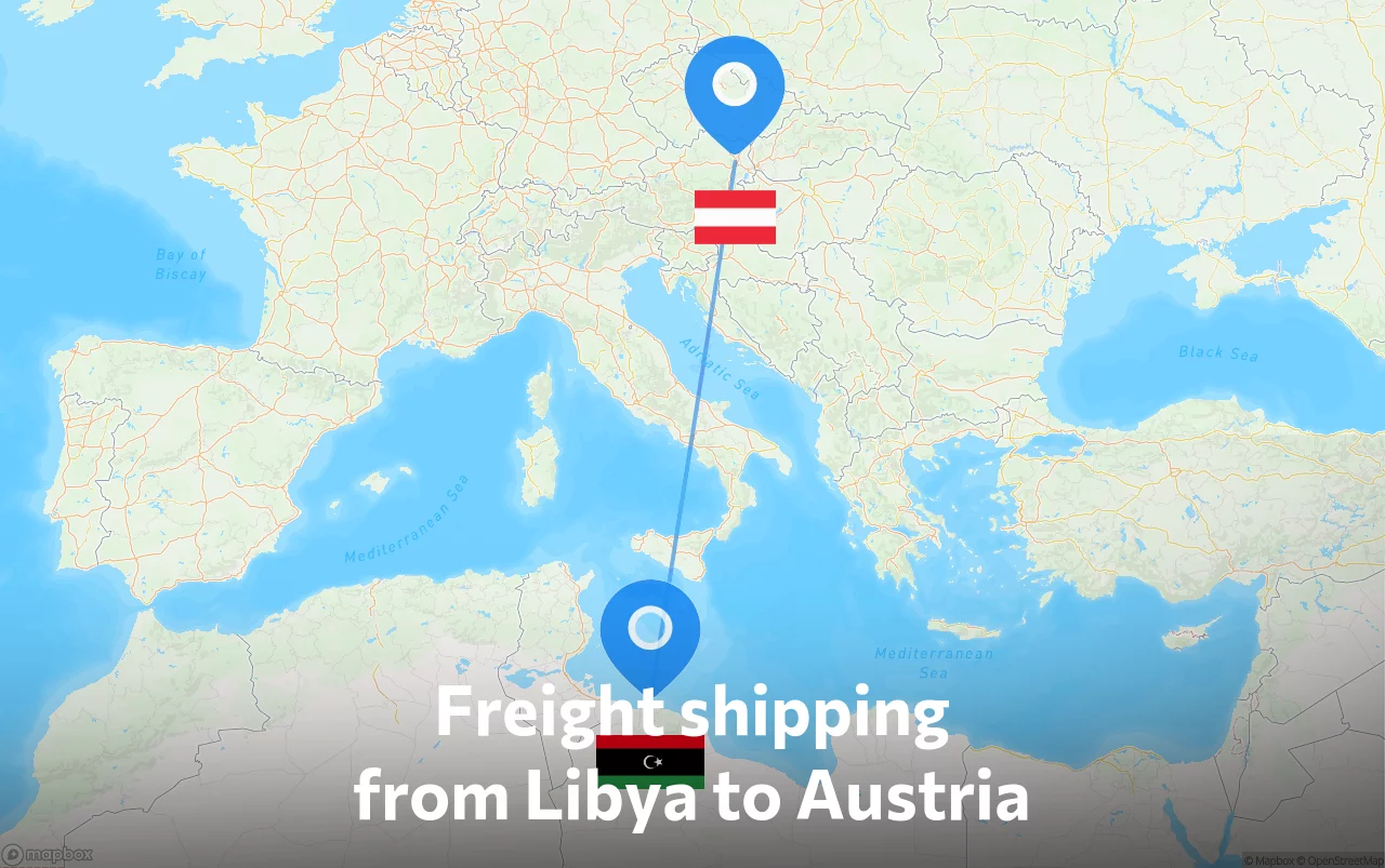 Shipping route from Libya to Austria