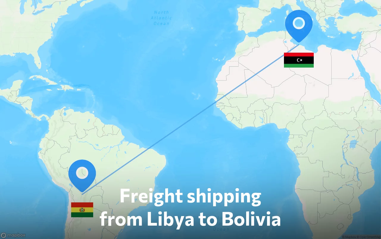Shipping route from Libya to Bolivia