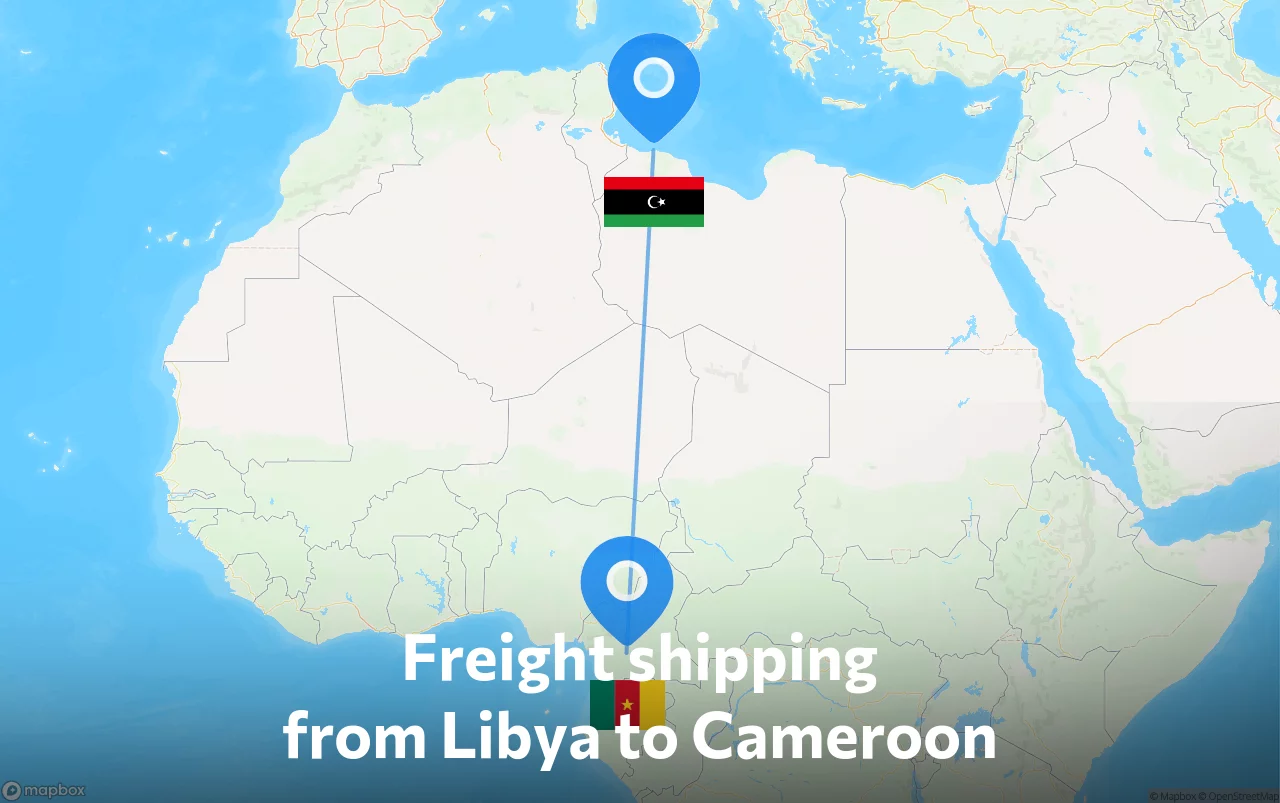 Shipping route from Libya to Cameroon