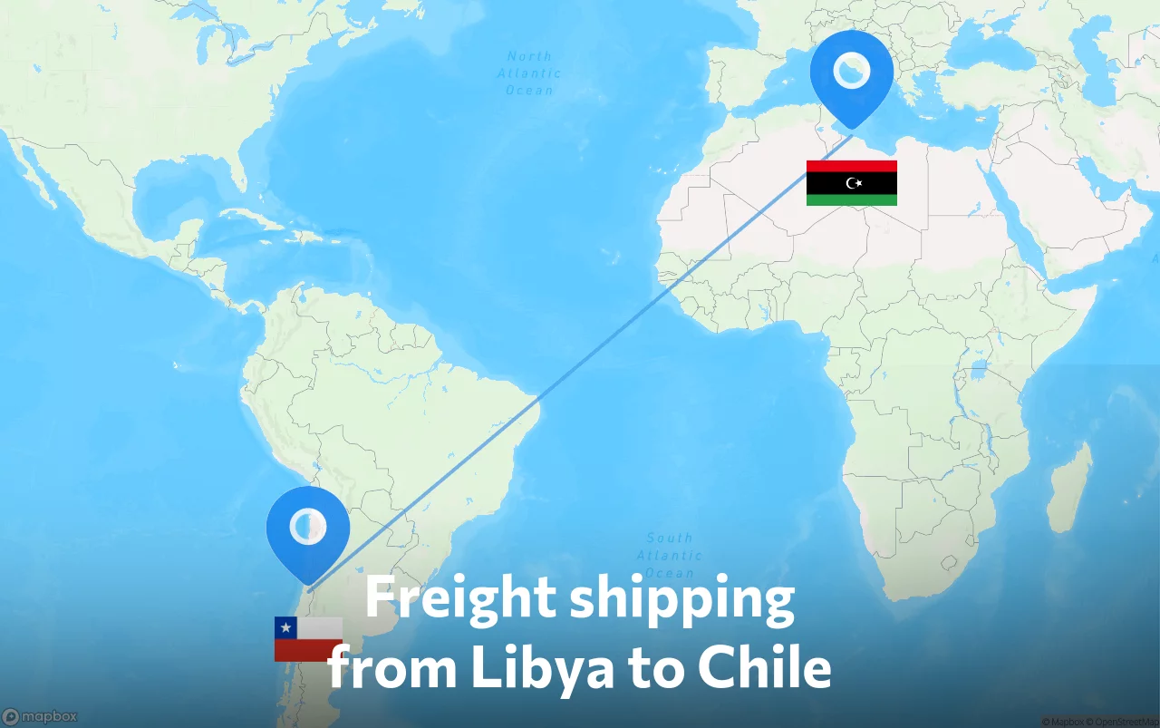 Shipping route from Libya to Chile