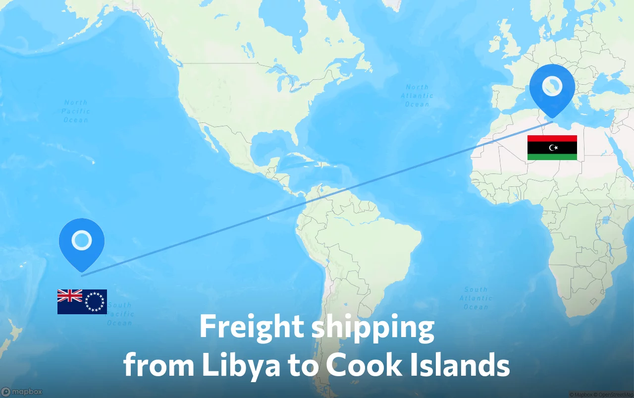 Shipping route from Libya to Cook Islands