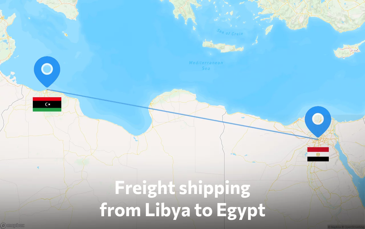 Shipping route from Libya to Egypt