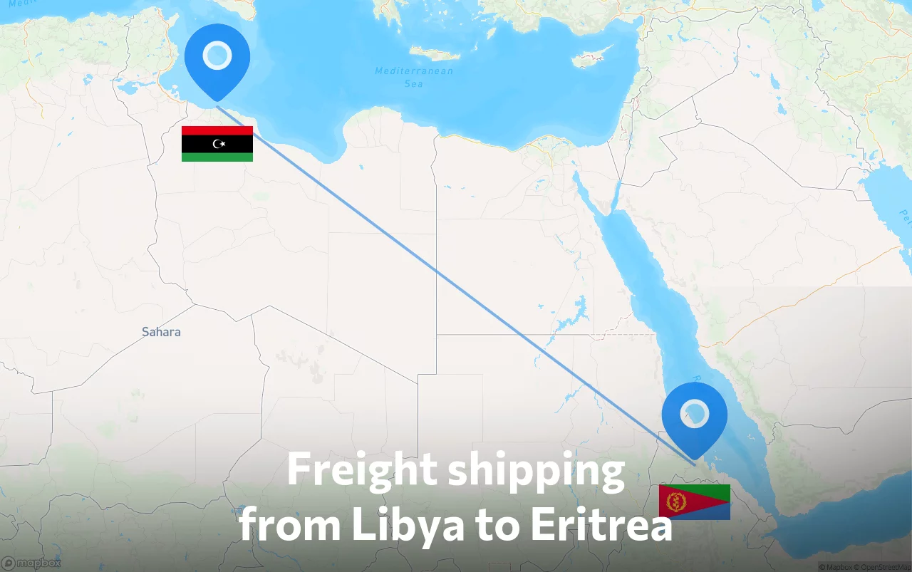 Shipping route from Libya to Eritrea