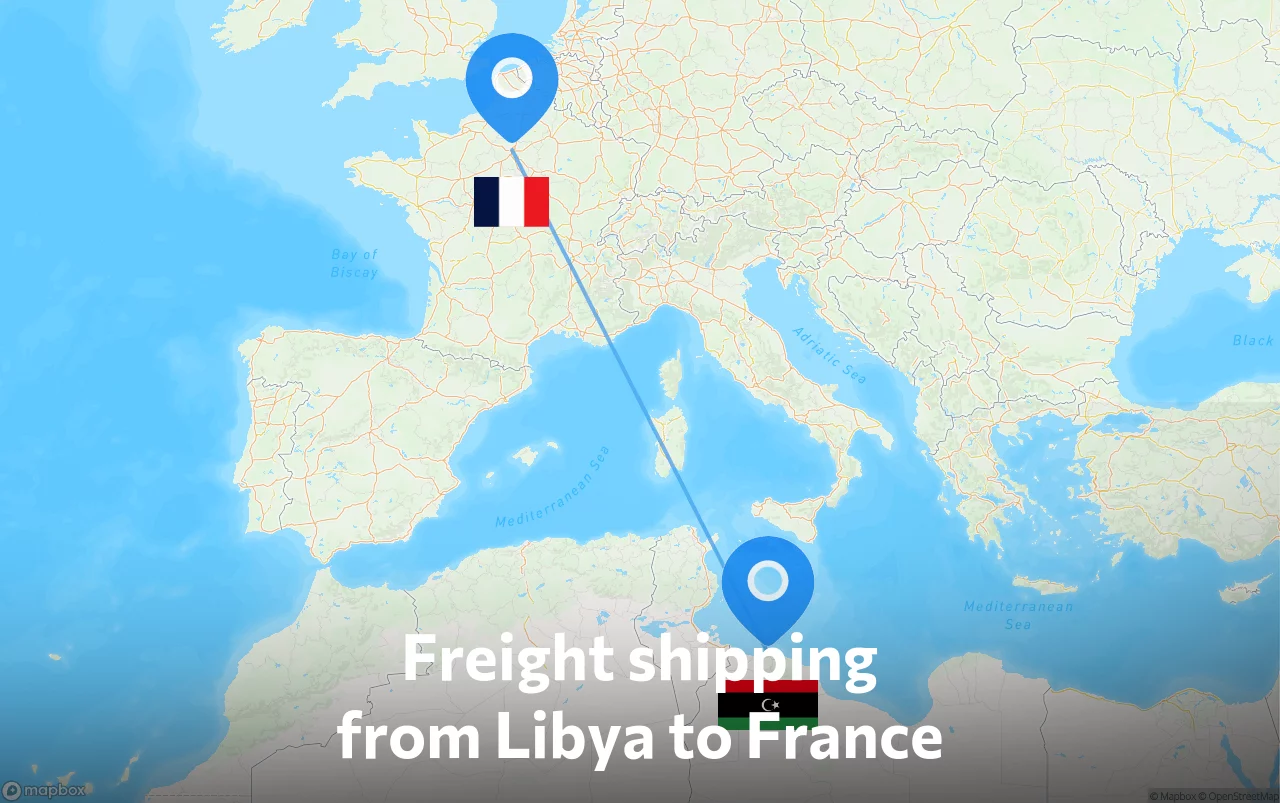 Shipping route from Libya to France
