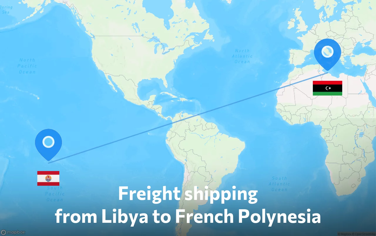 Shipping route from Libya to French Polynesia