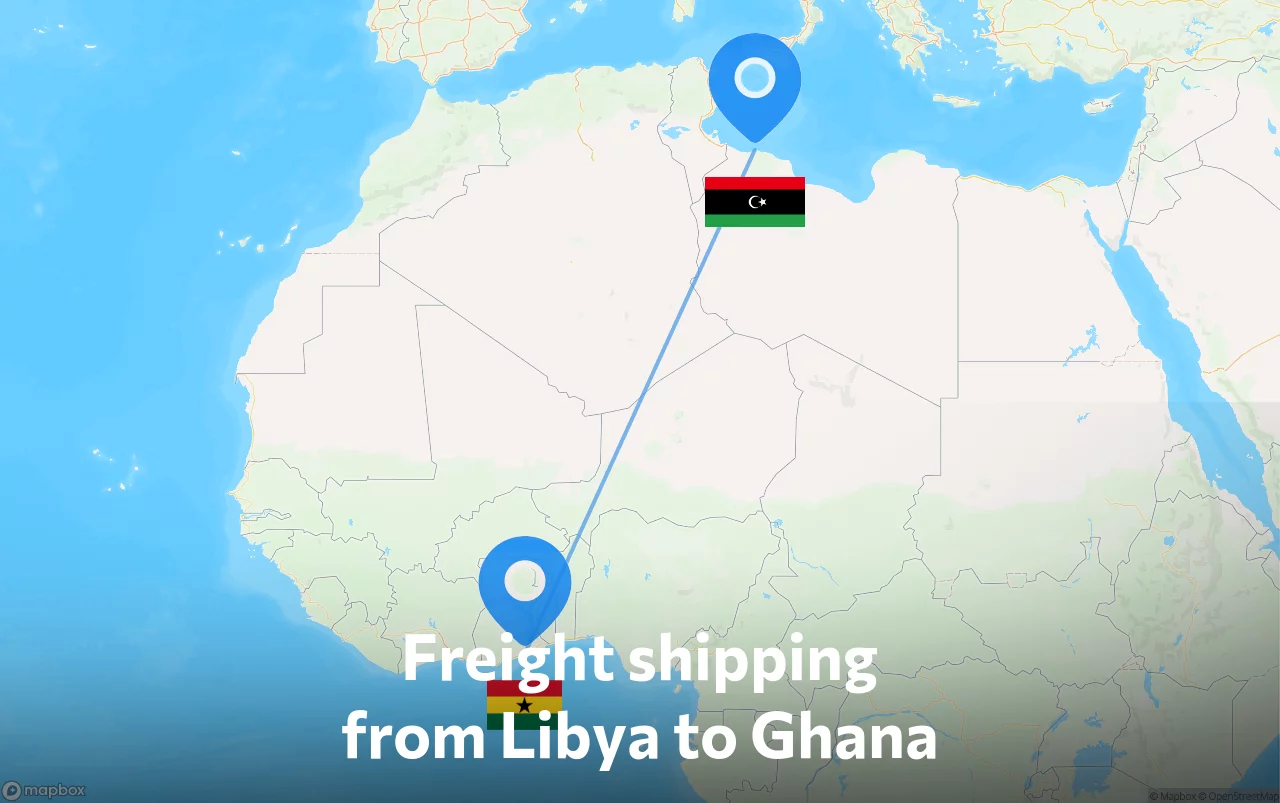 Shipping route from Libya to Ghana