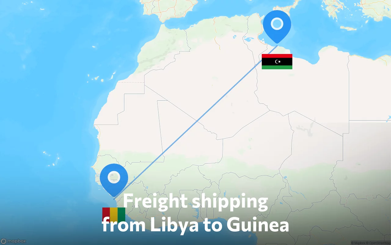Shipping route from Libya to Guinea