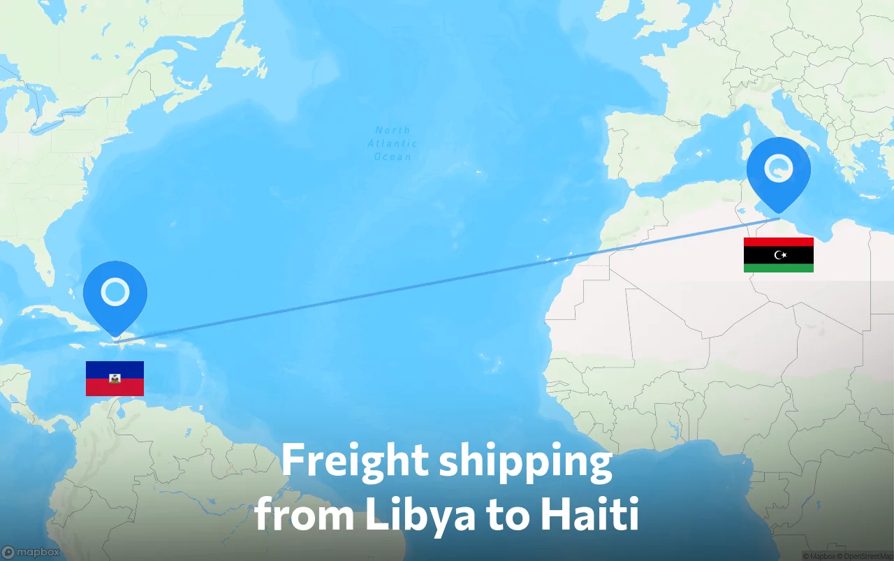 Shipping route from Libya to Haiti
