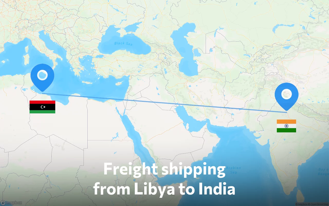 Shipping route from Libya to India