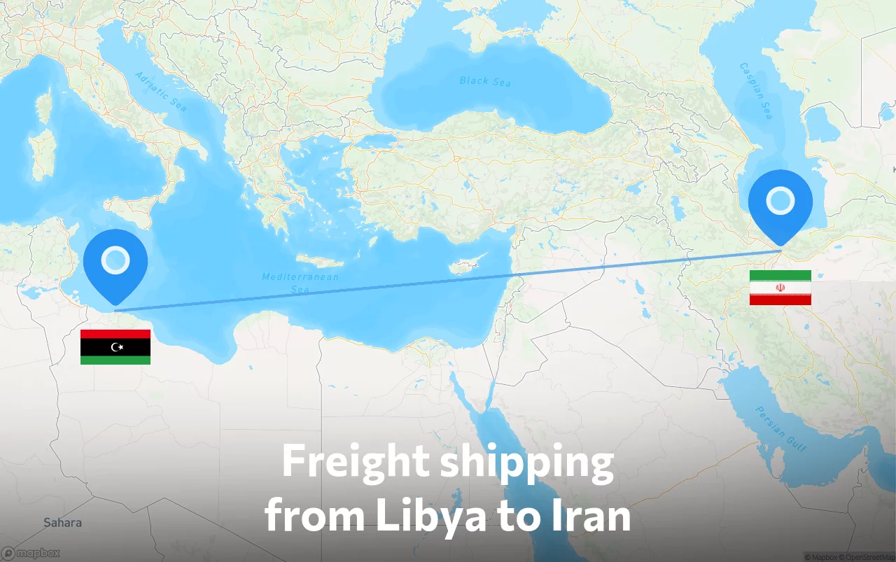 Shipping route from Libya to Iran