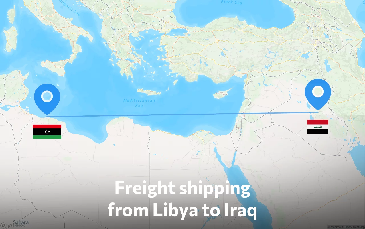 Shipping route from Libya to Iraq