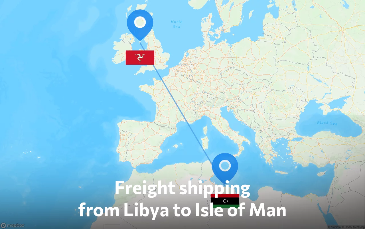Shipping route from Libya to Isle of Man