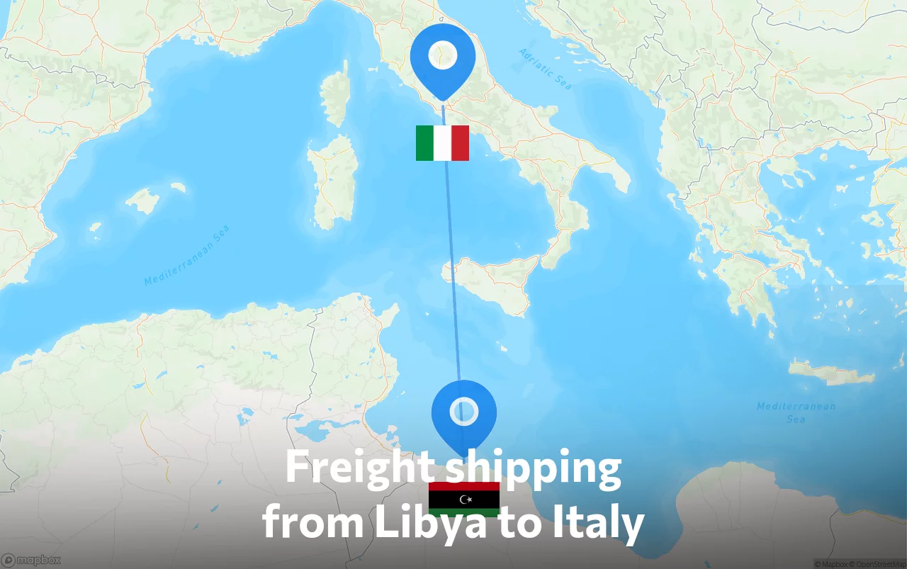 Shipping route from Libya to Italy