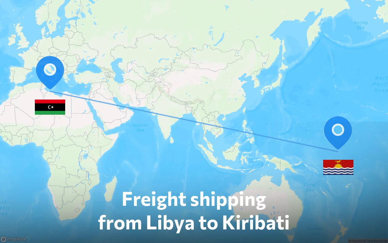 Shipping route from Libya to Kiribati