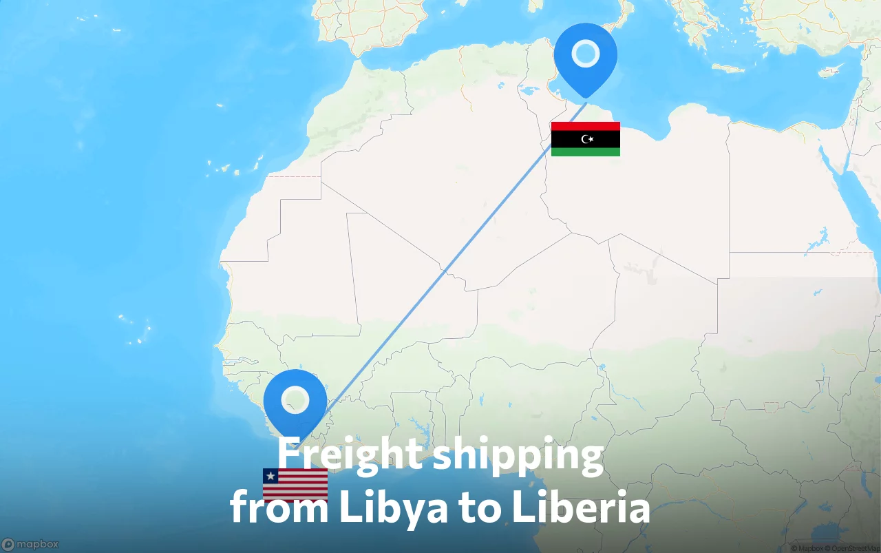 Shipping route from Libya to Liberia