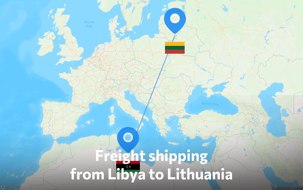 Shipping route from Libya to Lithuania