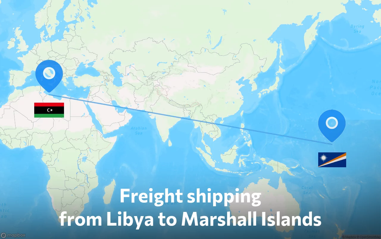 Shipping route from Libya to Marshall Islands