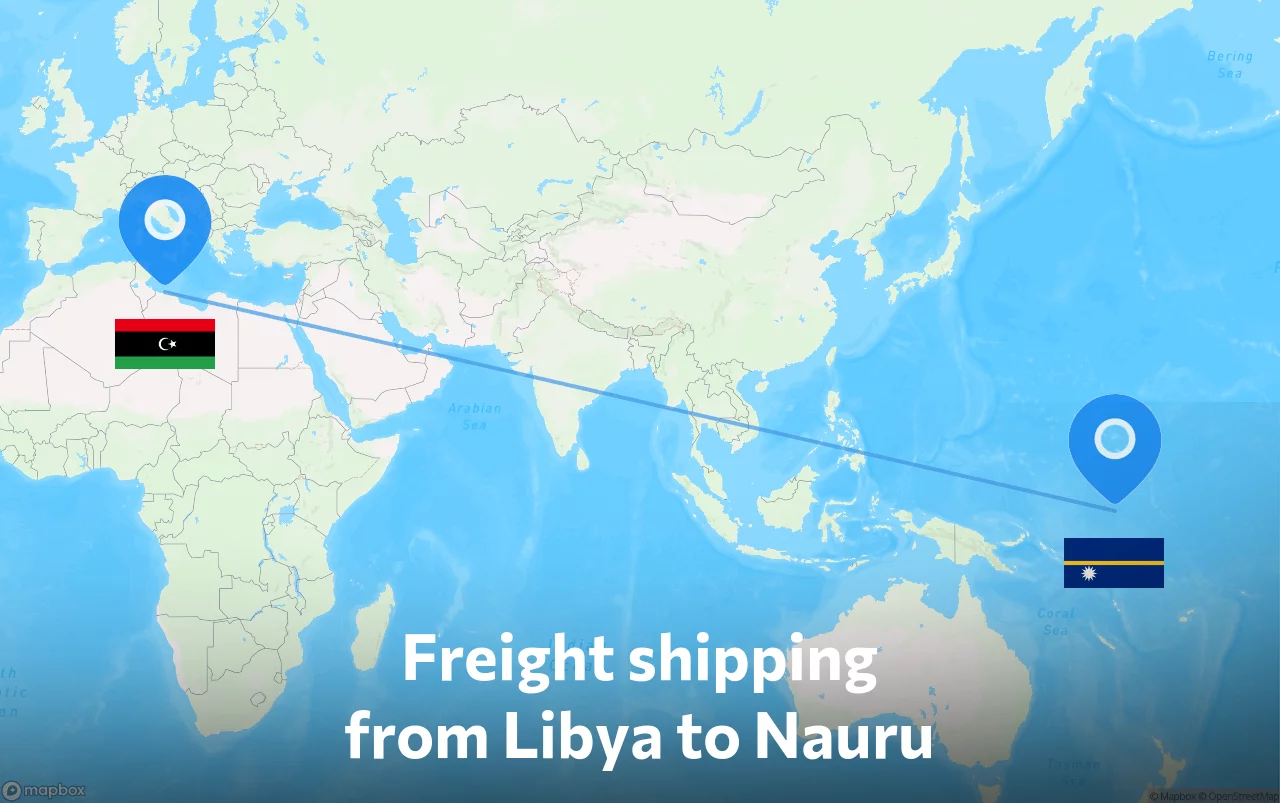 Shipping route from Libya to Nauru