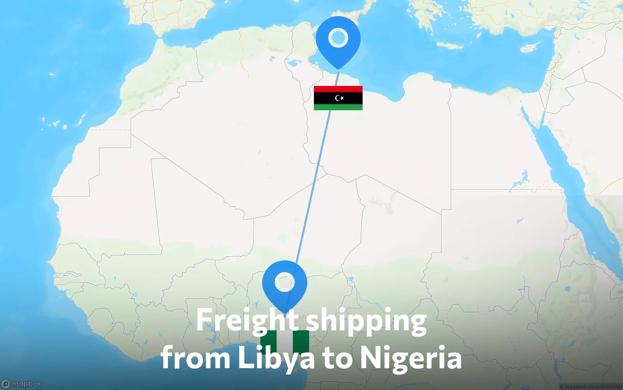 Shipping route from Libya to Nigeria