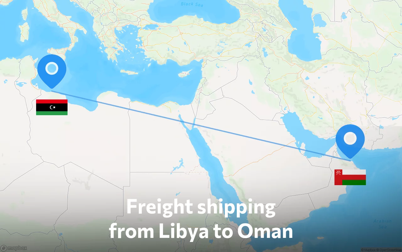 Shipping route from Libya to Oman