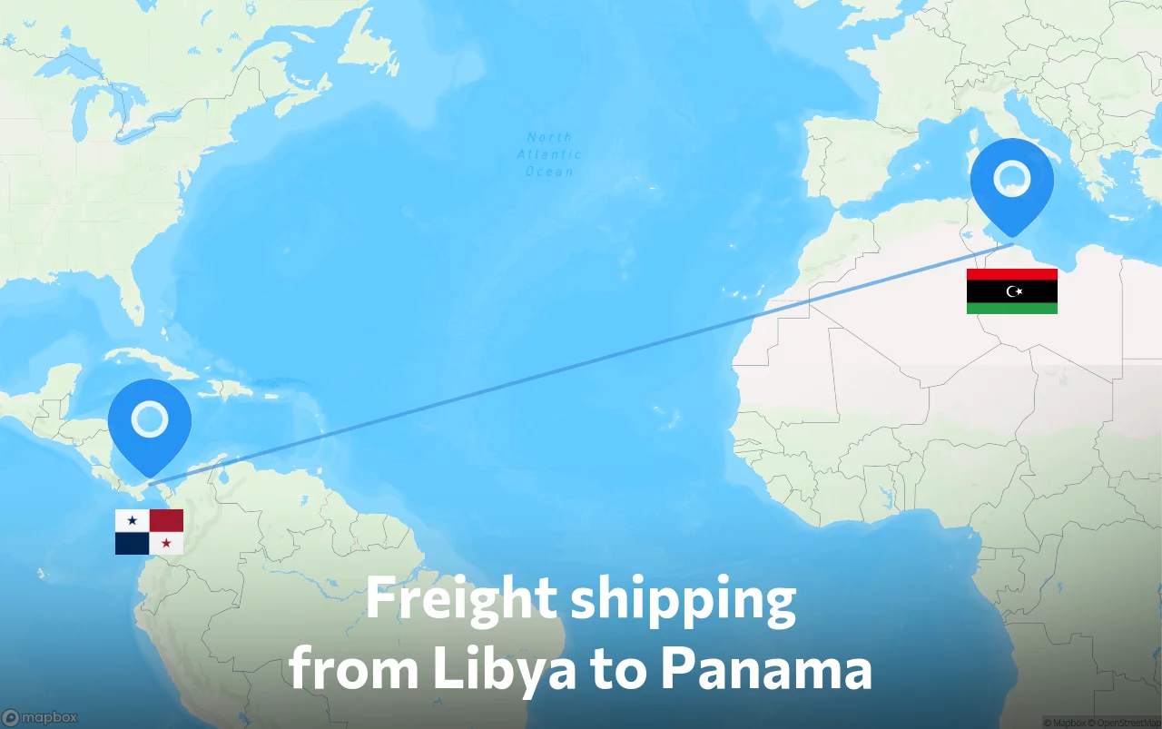 Shipping route from Libya to Panama