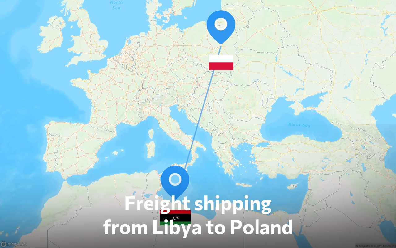 Shipping route from Libya to Poland