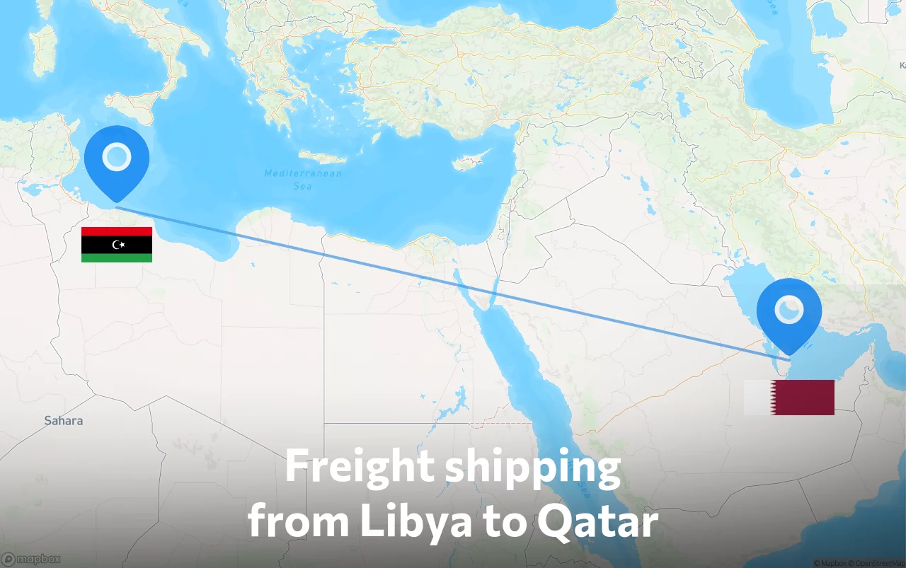 Shipping route from Libya to Qatar